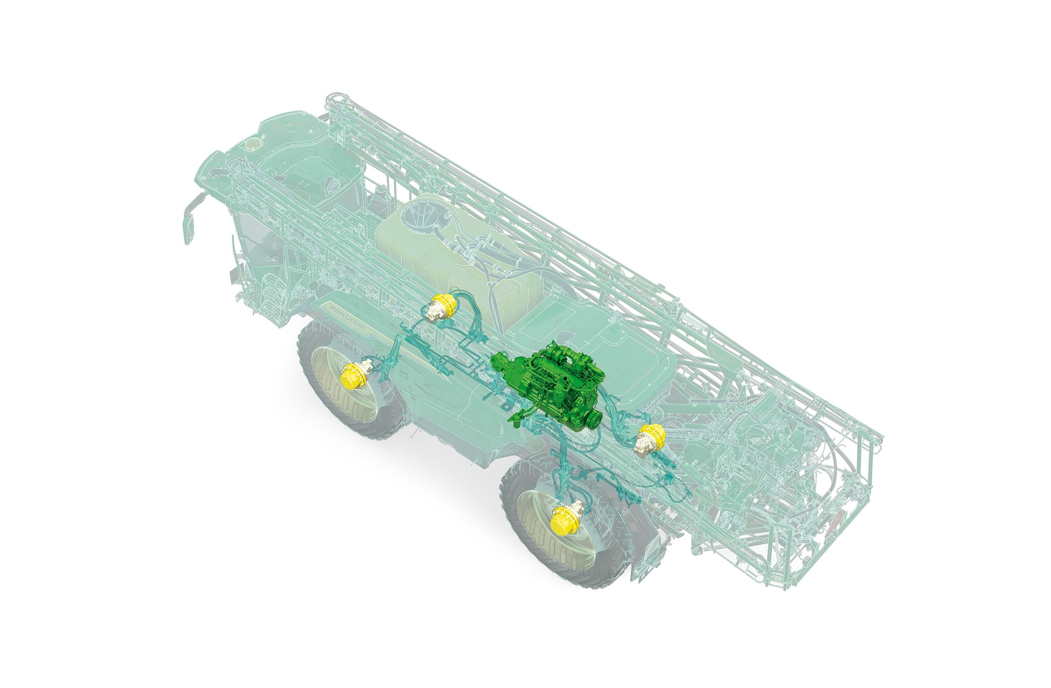 Teknisk CAD-illustration af 500R med CommandDrive™ og motor fremhævet